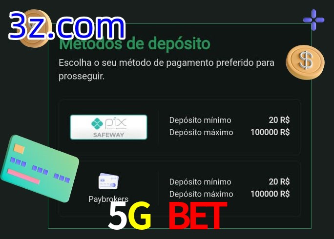 O cassino 5G BET oferece uma grande variedade de métodos de pagamento